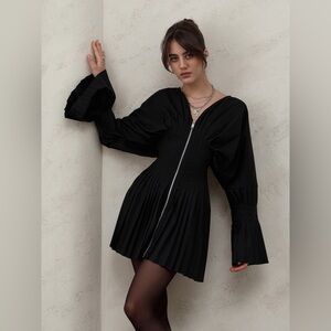 Commense | Pleated, Faux-corset Mini dress with pleating and front zip